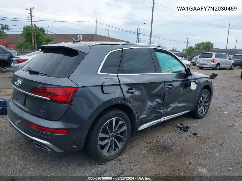 2022 Audi Q5 Premium 45 Tfsi S Line Quattro S Tronic VIN: WA1GAAFY7N2030469 Lot: 39760008