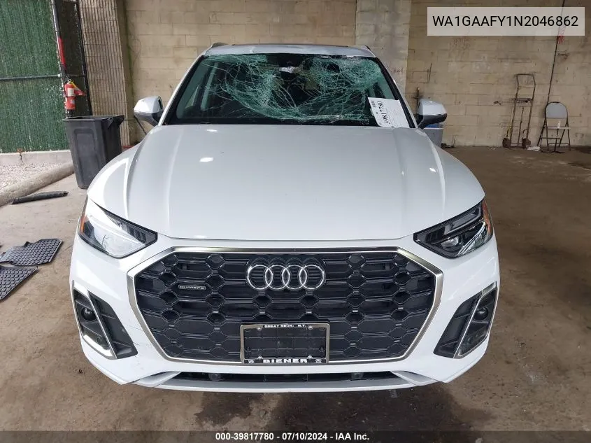 2022 Audi Q5 Premium 45 Tfsi S Line Quattro S Tronic VIN: WA1GAAFY1N2046862 Lot: 39817780