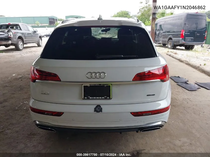 2022 Audi Q5 Premium 45 Tfsi S Line Quattro S Tronic VIN: WA1GAAFY1N2046862 Lot: 39817780