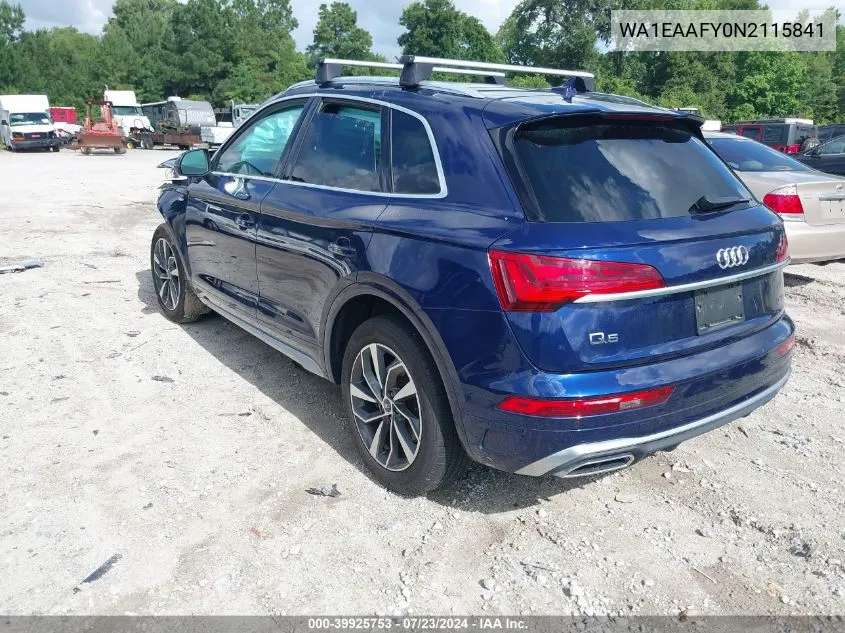 WA1EAAFY0N2115841 2022 Audi Q5 Premium Plus 45 Tfsi S Line Quattro S Tronic