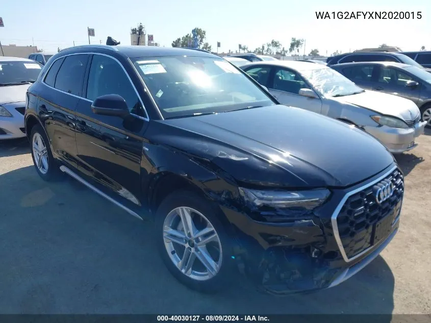 2022 Audi Q5 Premium 55 Tfsi E S Line Quattro S Tronic VIN: WA1G2AFYXN2020015 Lot: 40030127