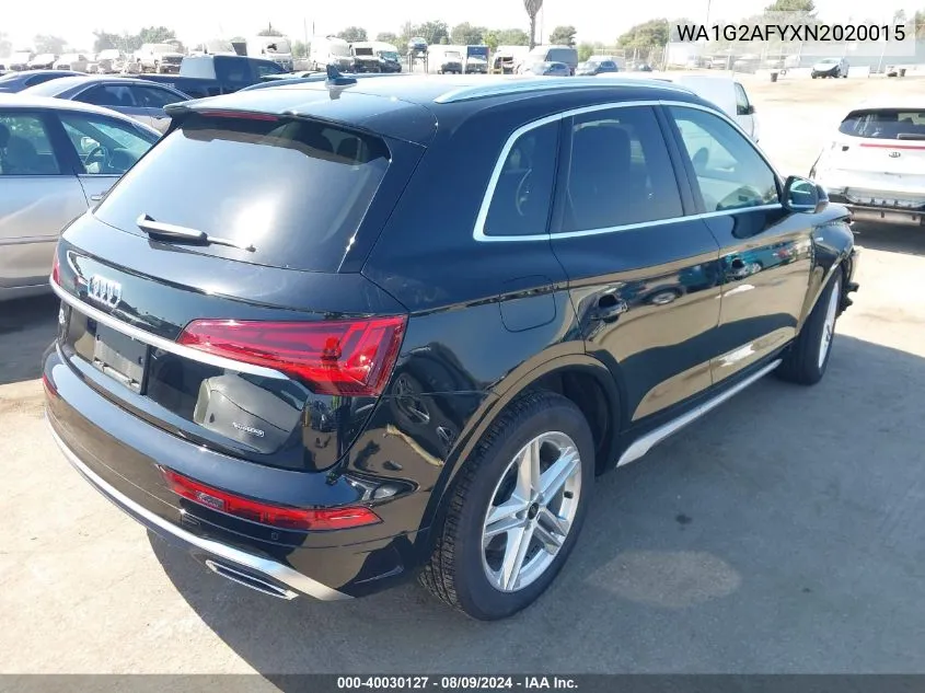 2022 Audi Q5 Premium 55 Tfsi E S Line Quattro S Tronic VIN: WA1G2AFYXN2020015 Lot: 40030127