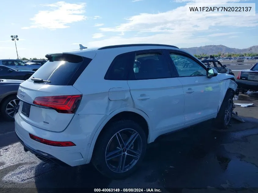 WA1F2AFY7N2022137 2022 Audi Q5 Prestige 55 Tfsi E S Line Quattro S Tronic