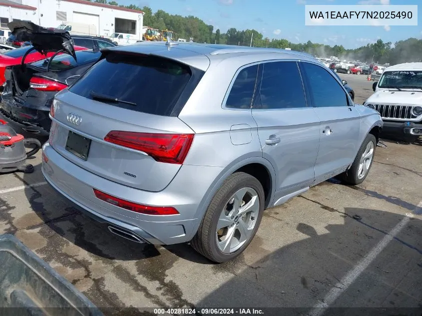 2022 Audi Q5 Premium Plus 45 Tfsi S Line Quattro S Tronic VIN: WA1EAAFY7N2025490 Lot: 40281824