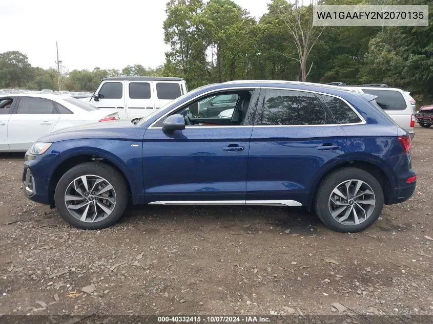 2022 Audi Q5 Premium 45 Tfsi S Line Quattro S Tronic VIN: WA1GAAFY2N2070135 Lot: 40332415