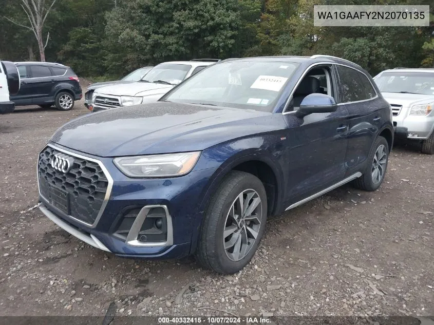 2022 Audi Q5 Premium 45 Tfsi S Line Quattro S Tronic VIN: WA1GAAFY2N2070135 Lot: 40332415