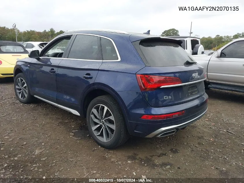 2022 Audi Q5 Premium 45 Tfsi S Line Quattro S Tronic VIN: WA1GAAFY2N2070135 Lot: 40332415