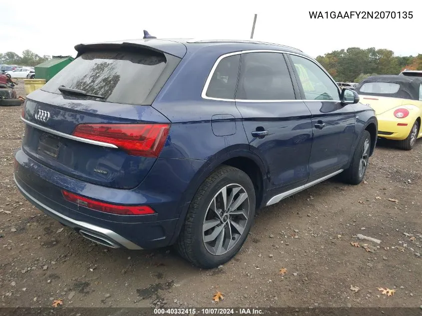 2022 Audi Q5 Premium 45 Tfsi S Line Quattro S Tronic VIN: WA1GAAFY2N2070135 Lot: 40332415