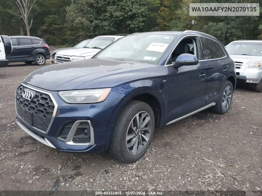 2022 Audi Q5 Premium 45 Tfsi S Line Quattro S Tronic VIN: WA1GAAFY2N2070135 Lot: 40332415