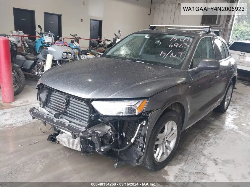 2022 Audi Q5 Premium 45 Tfsi S Line Quattro S Tronic VIN: WA1GAAFY4N2006923 Lot: 40354268