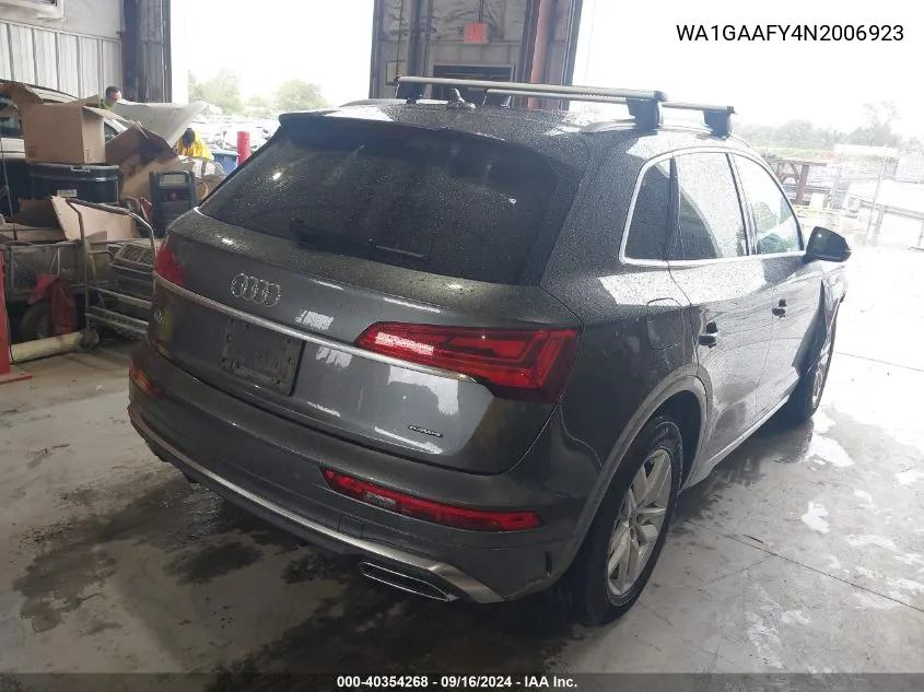 2022 Audi Q5 Premium 45 Tfsi S Line Quattro S Tronic VIN: WA1GAAFY4N2006923 Lot: 40354268