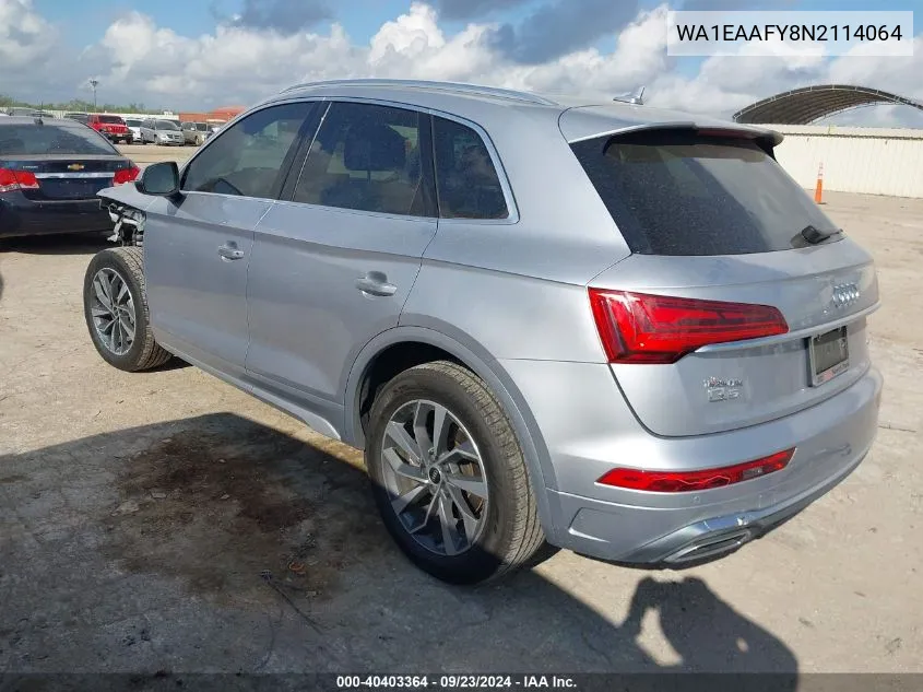 2022 Audi Q5 Premium Plus 45 VIN: WA1EAAFY8N2114064 Lot: 40403364