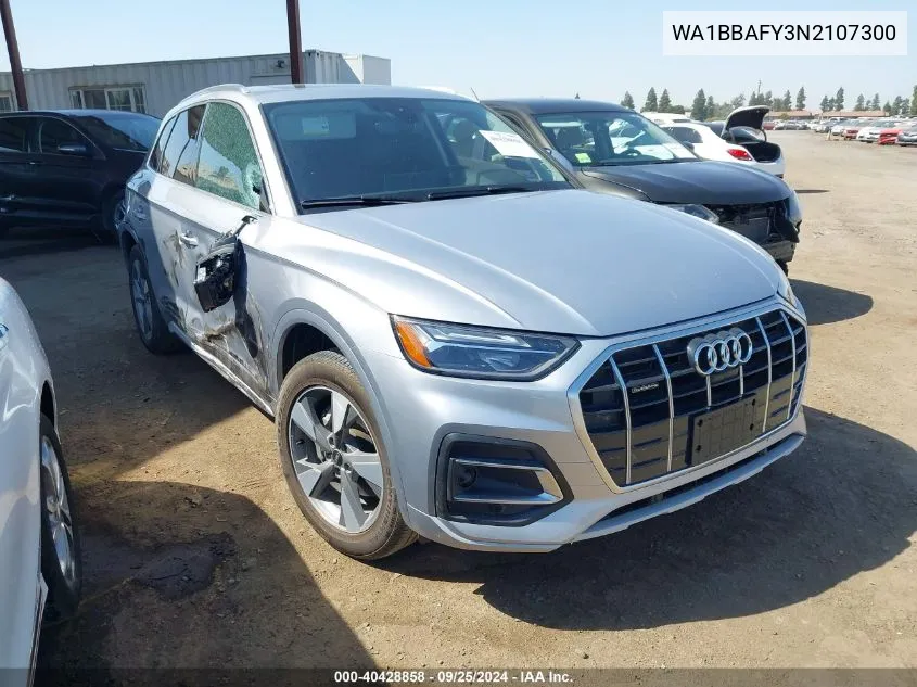 2022 Audi Q5 Premium Plus 40 Tfsi Quattro S Tronic VIN: WA1BBAFY3N2107300 Lot: 40428858