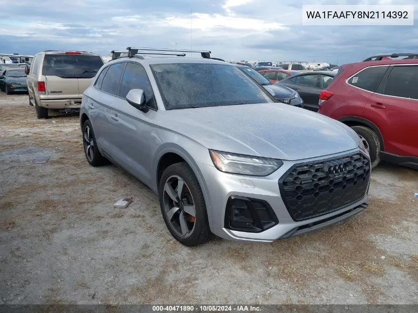 2022 Audi Q5 Prestige 45 VIN: WA1FAAFY8N2114392 Lot: 40471890