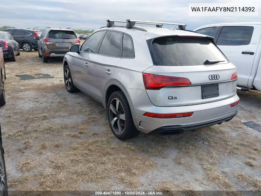 2022 Audi Q5 Prestige 45 VIN: WA1FAAFY8N2114392 Lot: 40471890