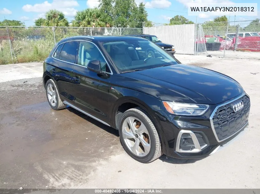 2022 Audi Q5 Premium Plus 45 Tfsi S Line Quattro S Tronic VIN: WA1EAAFY3N2018312 Lot: 40492405