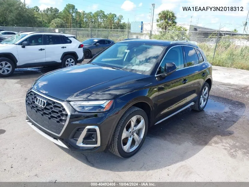 2022 Audi Q5 Premium Plus 45 Tfsi S Line Quattro S Tronic VIN: WA1EAAFY3N2018312 Lot: 40492405