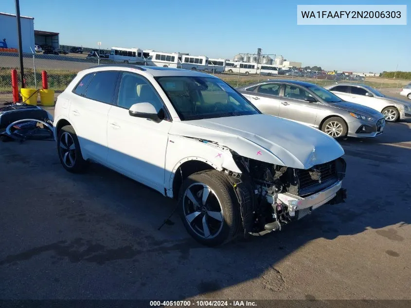 2022 Audi Q5 Prestige 45 Tfsi S Line Quattro S Tronic VIN: WA1FAAFY2N2006303 Lot: 40510700