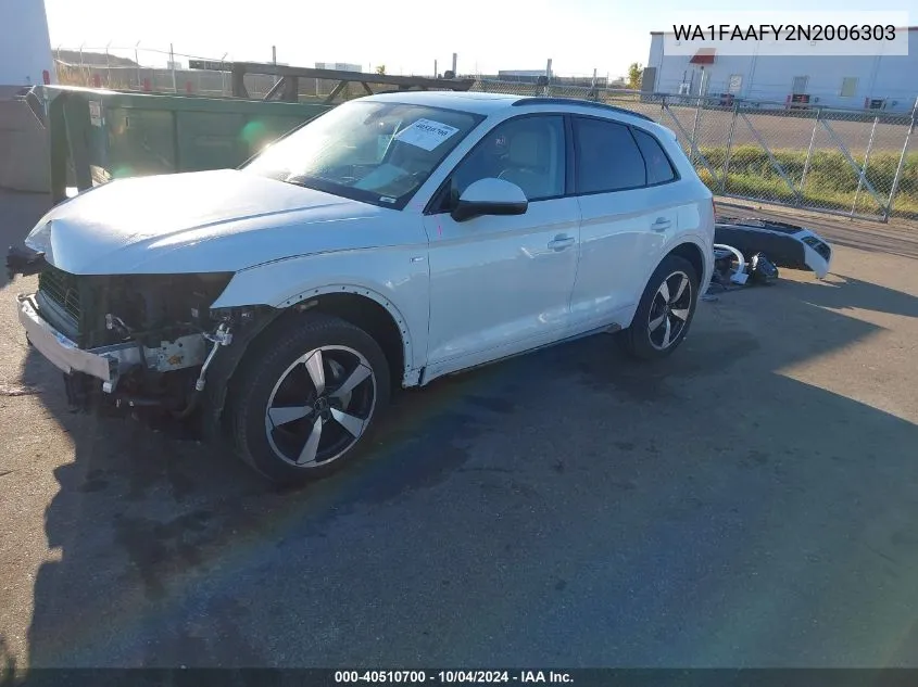 2022 Audi Q5 Prestige 45 Tfsi S Line Quattro S Tronic VIN: WA1FAAFY2N2006303 Lot: 40510700