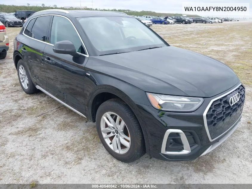 2022 Audi Q5 Premium 45 Tfsi S Line Quattro S Tronic VIN: WA1GAAFY8N2004950 Lot: 40540042