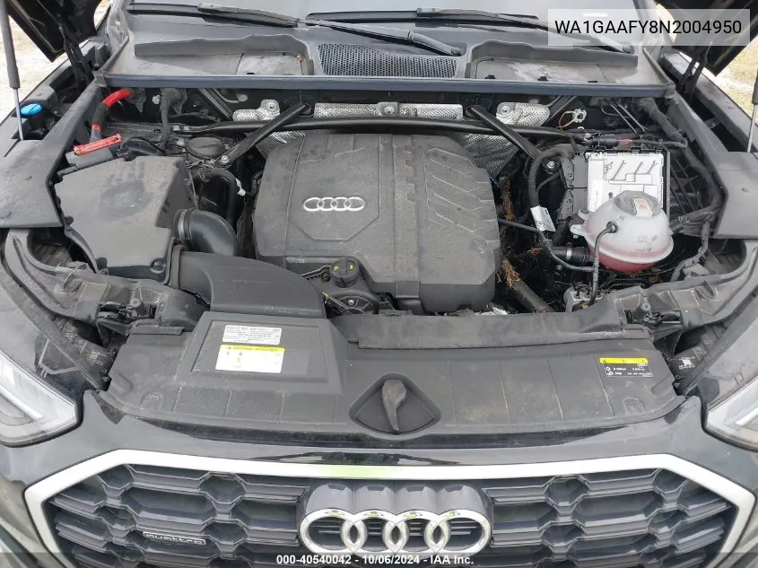 2022 Audi Q5 Premium 45 Tfsi S Line Quattro S Tronic VIN: WA1GAAFY8N2004950 Lot: 40540042