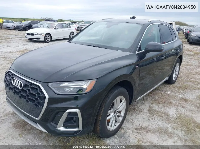 2022 Audi Q5 Premium 45 Tfsi S Line Quattro S Tronic VIN: WA1GAAFY8N2004950 Lot: 40540042