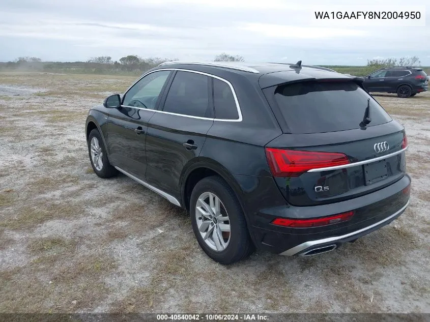 2022 Audi Q5 Premium 45 Tfsi S Line Quattro S Tronic VIN: WA1GAAFY8N2004950 Lot: 40540042