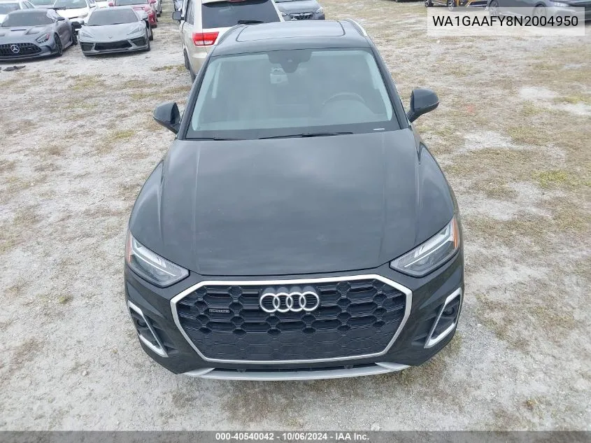 2022 Audi Q5 Premium 45 Tfsi S Line Quattro S Tronic VIN: WA1GAAFY8N2004950 Lot: 40540042