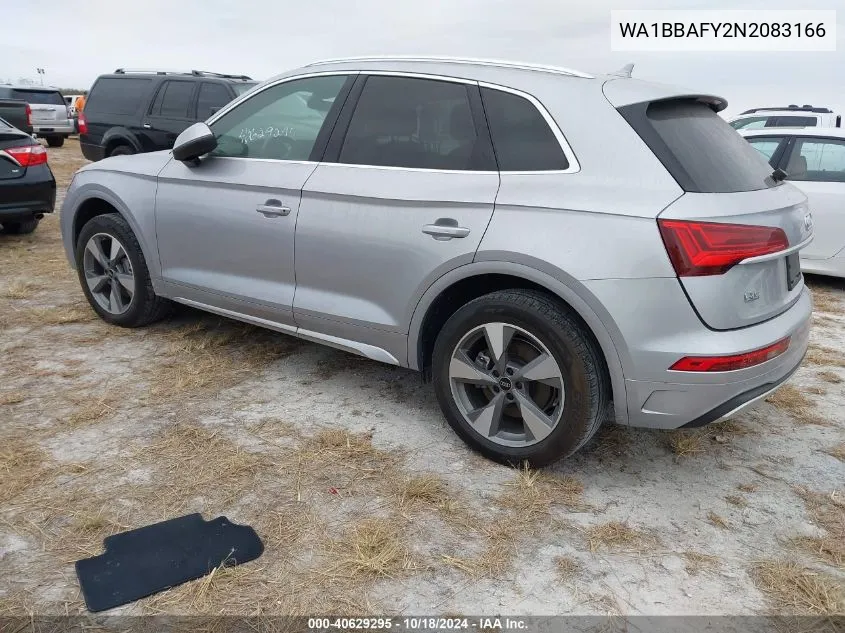 2022 Audi Q5 Premium Plus 40 Tfsi Quattro S Tronic VIN: WA1BBAFY2N2083166 Lot: 40629295