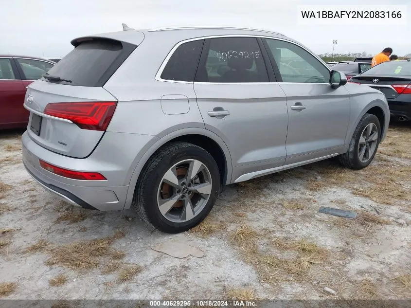 2022 Audi Q5 Premium Plus 40 Tfsi Quattro S Tronic VIN: WA1BBAFY2N2083166 Lot: 40629295