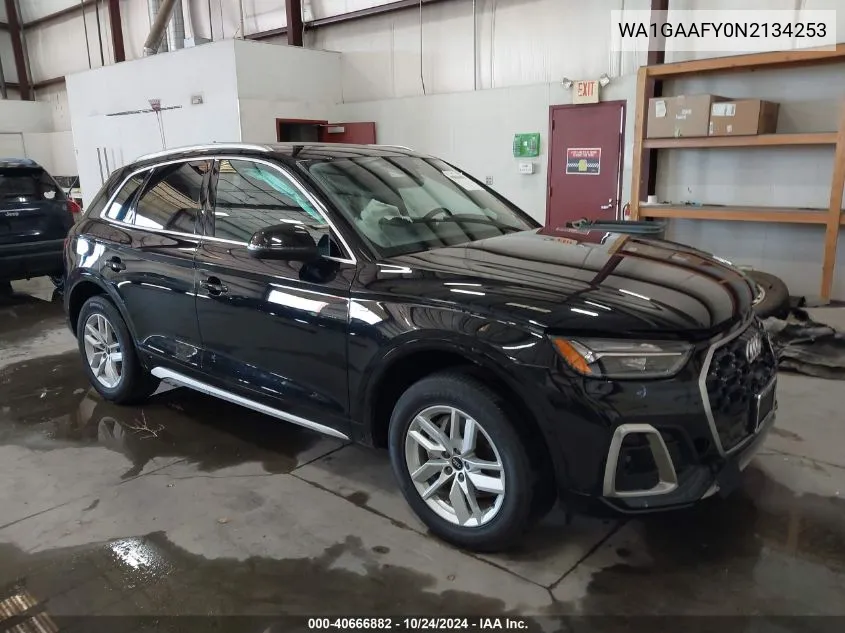 2022 Audi Q5 S Line Premium VIN: WA1GAAFY0N2134253 Lot: 40666882