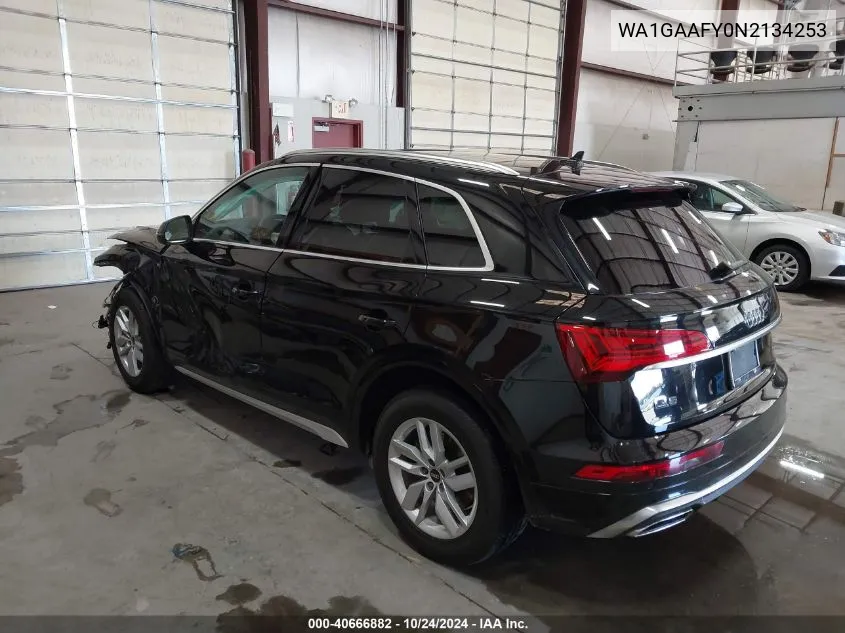 2022 Audi Q5 S Line Premium VIN: WA1GAAFY0N2134253 Lot: 40666882