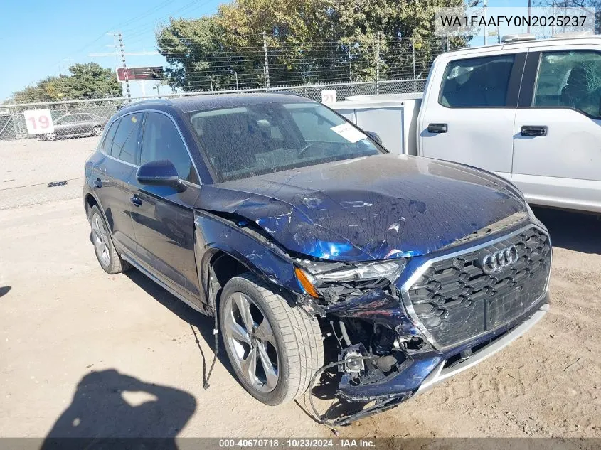 2022 Audi Q5 Prestige 45 Tfsi S Line Quattro S Tronic VIN: WA1FAAFY0N2025237 Lot: 40670718