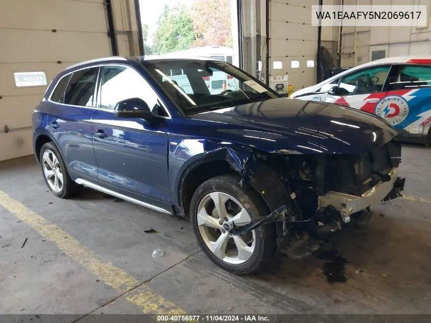 2022 Audi Q5 Premium Plus 45 Tfsi S Line Quattro S Tronic VIN: WA1EAAFY5N2069617 Lot: 40756577