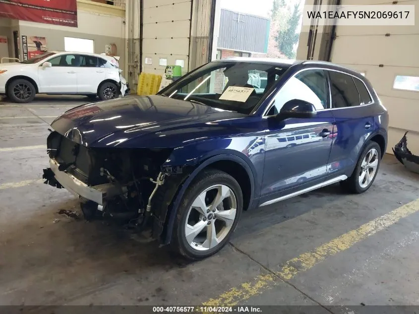 2022 Audi Q5 Premium Plus 45 Tfsi S Line Quattro S Tronic VIN: WA1EAAFY5N2069617 Lot: 40756577