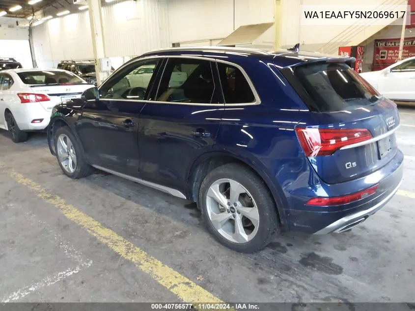 2022 Audi Q5 Premium Plus 45 Tfsi S Line Quattro S Tronic VIN: WA1EAAFY5N2069617 Lot: 40756577