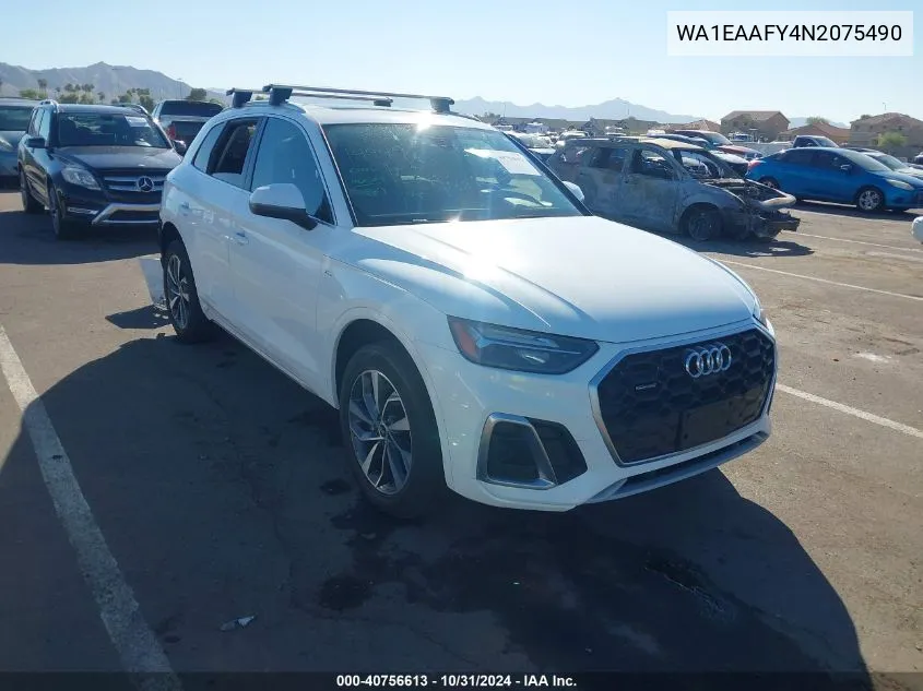 2022 Audi Q5 Premium Plus 45 Tfsi S Line Quattro S Tronic VIN: WA1EAAFY4N2075490 Lot: 40756613