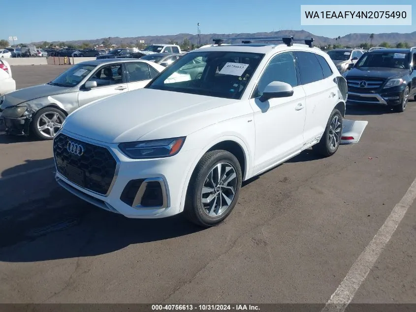 2022 Audi Q5 Premium Plus 45 Tfsi S Line Quattro S Tronic VIN: WA1EAAFY4N2075490 Lot: 40756613