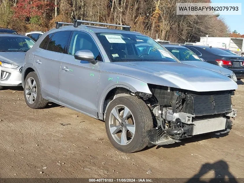 2022 Audi Q5 Premium Plus 40 Tfsi Quattro S Tronic VIN: WA1BBAFY9N2079793 Lot: 40775103