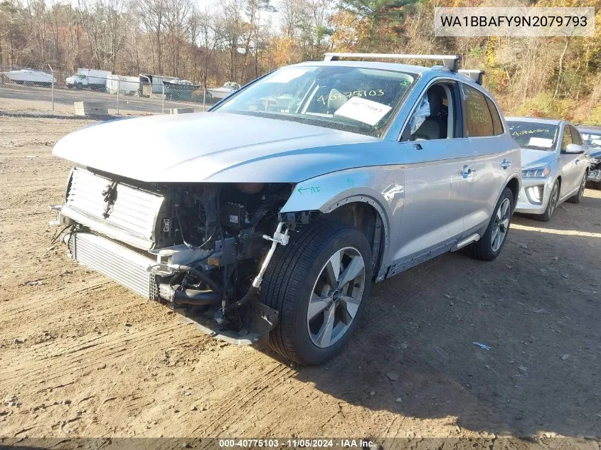 2022 Audi Q5 Premium Plus 40 Tfsi Quattro S Tronic VIN: WA1BBAFY9N2079793 Lot: 40775103