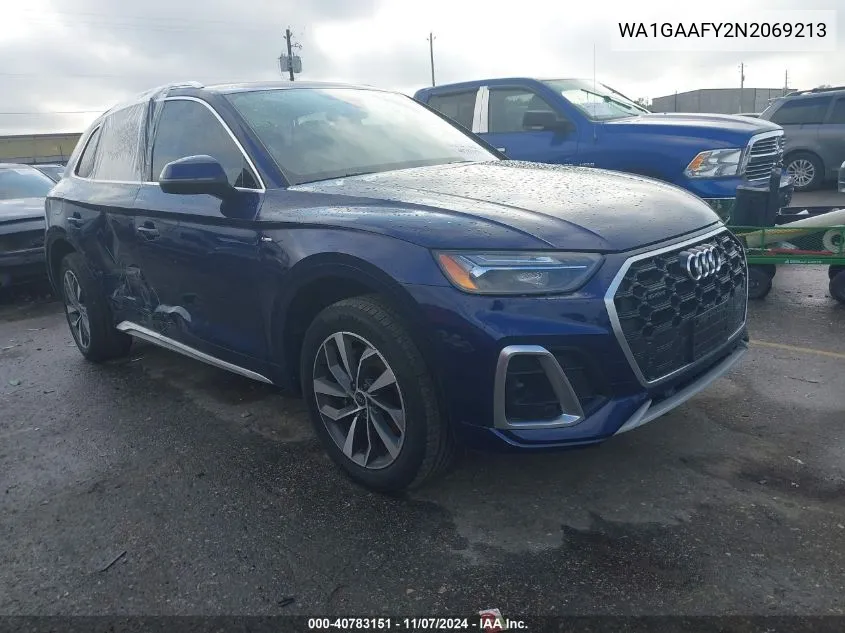 2022 Audi Q5 Premium 45 Tfsi S Line Quattro S Tronic VIN: WA1GAAFY2N2069213 Lot: 40783151