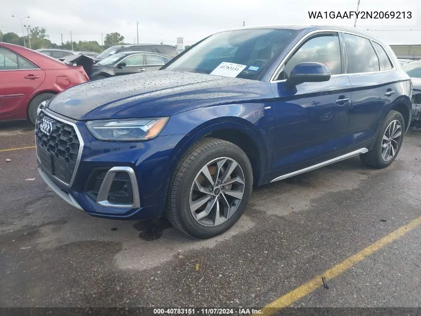 2022 Audi Q5 Premium 45 Tfsi S Line Quattro S Tronic VIN: WA1GAAFY2N2069213 Lot: 40783151