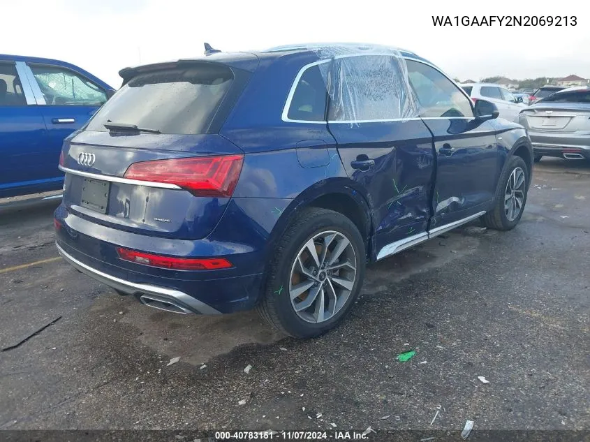 2022 Audi Q5 Premium 45 Tfsi S Line Quattro S Tronic VIN: WA1GAAFY2N2069213 Lot: 40783151