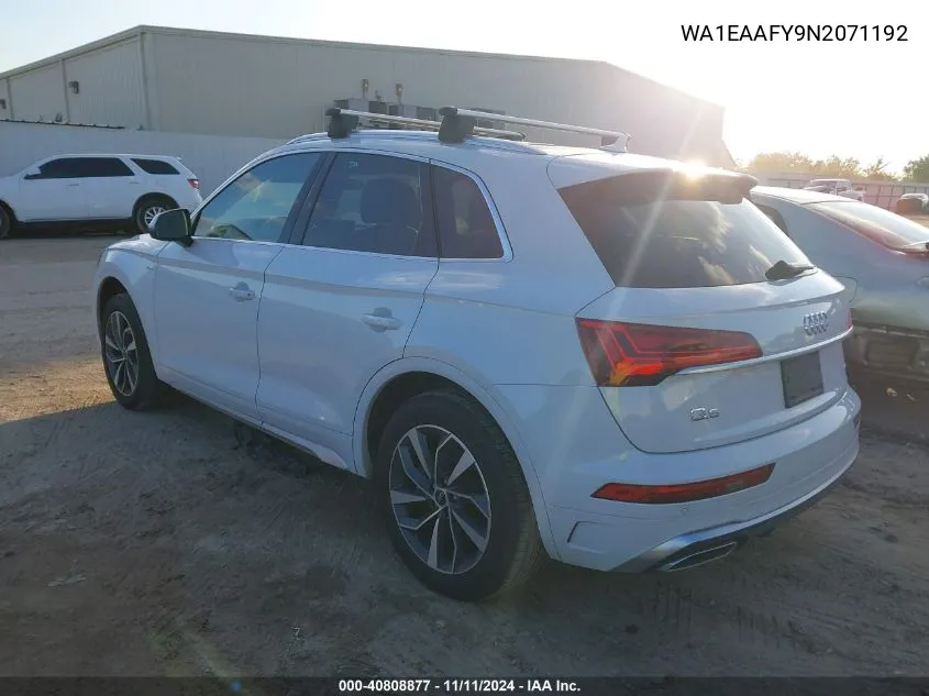 2022 Audi Q5 Premium Plus 45 Tfsi S Line Quattro S Tronic VIN: WA1EAAFY9N2071192 Lot: 40808877