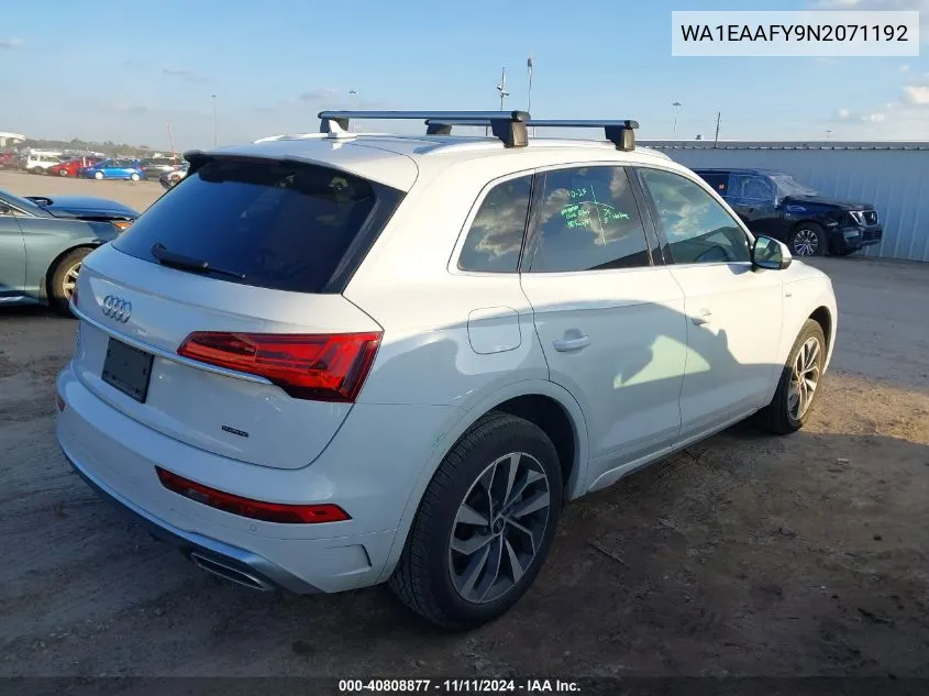 2022 Audi Q5 Premium Plus 45 Tfsi S Line Quattro S Tronic VIN: WA1EAAFY9N2071192 Lot: 40808877