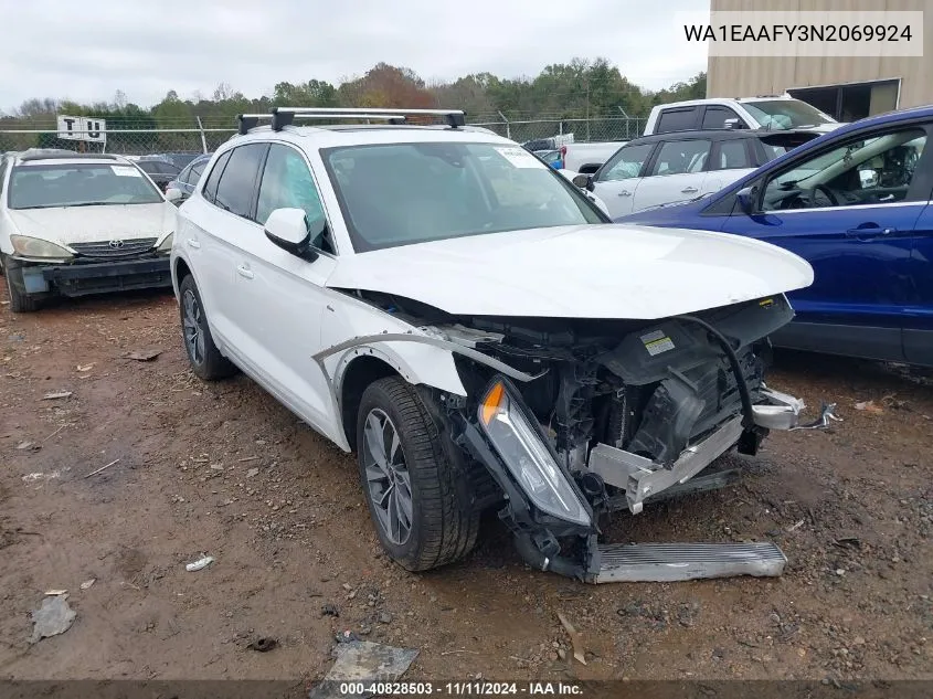 2022 Audi Q5 Premium Plus 45 Tfsi S Line Quattro S Tronic VIN: WA1EAAFY3N2069924 Lot: 40828503