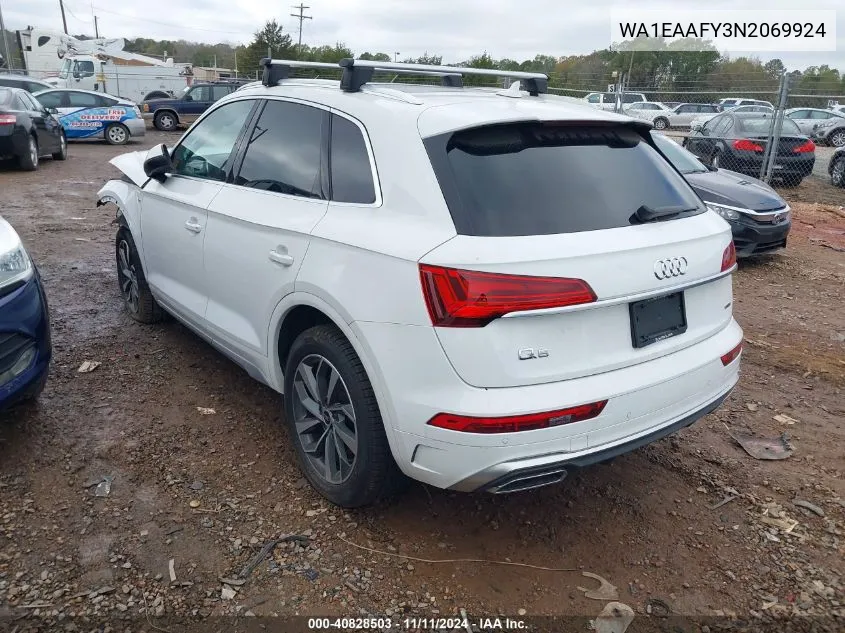 2022 Audi Q5 Premium Plus 45 Tfsi S Line Quattro S Tronic VIN: WA1EAAFY3N2069924 Lot: 40828503