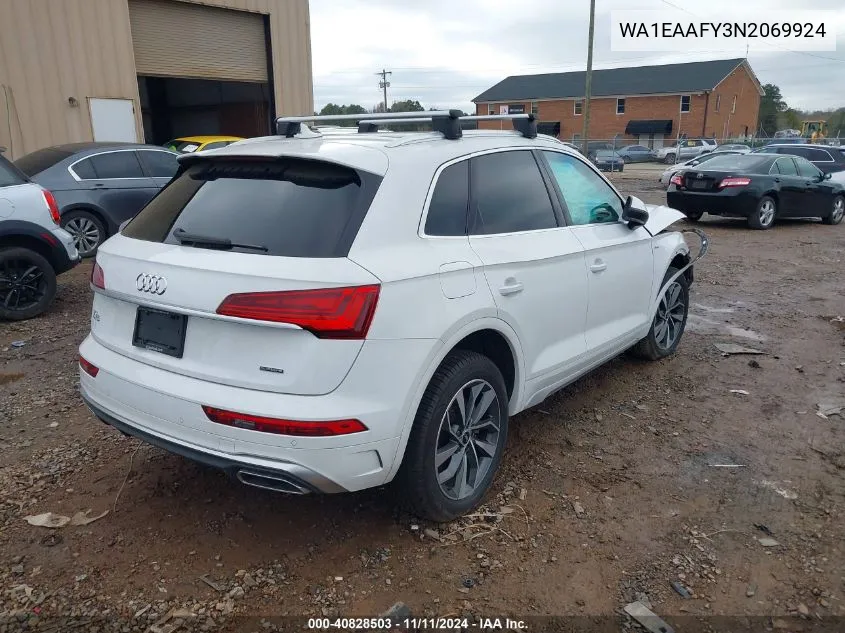 2022 Audi Q5 Premium Plus 45 Tfsi S Line Quattro S Tronic VIN: WA1EAAFY3N2069924 Lot: 40828503