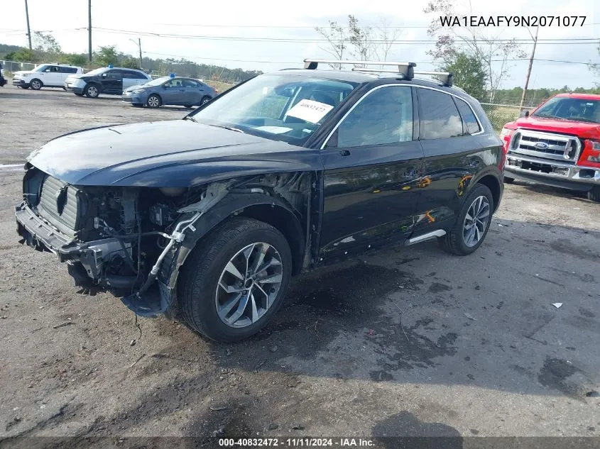 2022 Audi Q5 Premium Plus 45 Tfsi S Line Quattro S Tronic VIN: WA1EAAFY9N2071077 Lot: 40832472