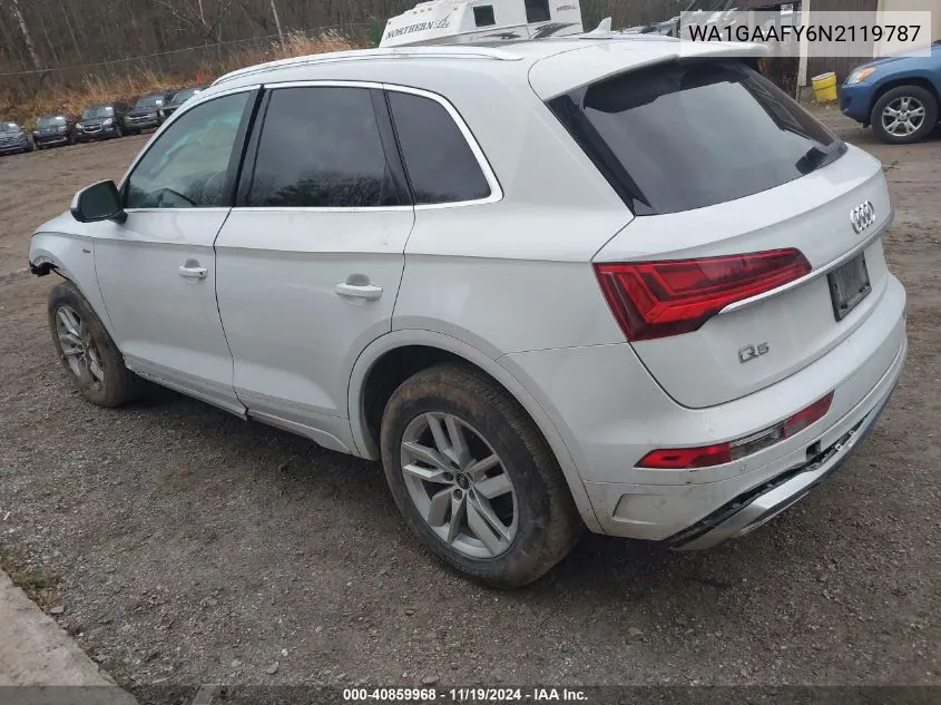 2022 Audi Q5 Premium 45 Tfsi S Line Quattro S Tronic VIN: WA1GAAFY6N2119787 Lot: 40859968